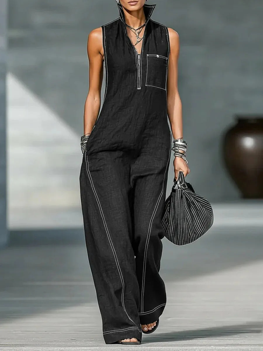 Ärmelloser Lässiger Lockerer Jumpsuit Bequemer Atmungsaktiver Einteiler für Damen