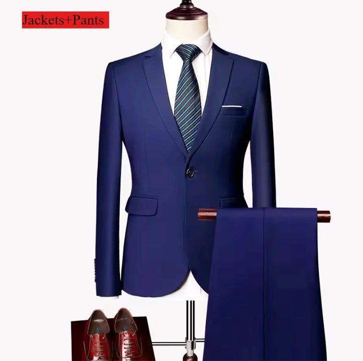 Klassische Hochzeit Smoking Casual Solide Anzüge Slim Fit 3/2 Stück Trauzeugen Anzug Männliche Formale Business Männer Kleidung