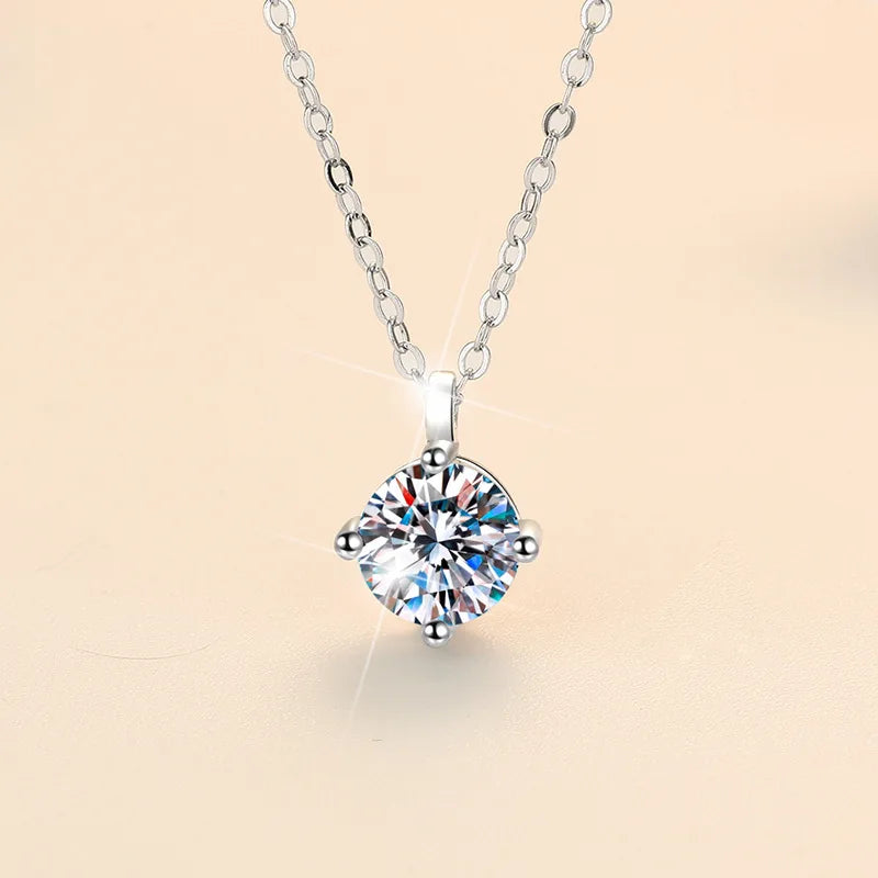 Neue 2-Karat-Halskette aus 925er-Sterlingsilber mit Anhänger, feiner Schmuck für Damen, Hochzeit, funkelnde, klassische Party-Mode