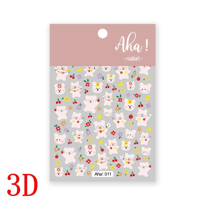 1Pc 3D Cartoon Nette Katze Nagel Kindliche Aufkleber Nette Kitty Welpen Hund Selbstklebende Nail art Haustier Tiere Maniküre schöne Aufkleber *