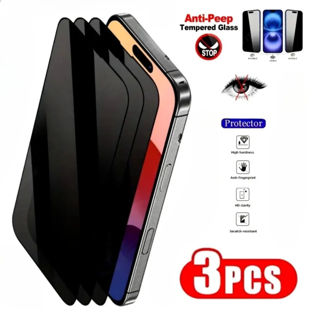3 Stück Anti-Spionage-Hartglas für iPhone 17 16 15 14 Pro Max Air 16 15 Plus Displayschutzfolie für iPhone 13 12 11 Pro XR XS Max