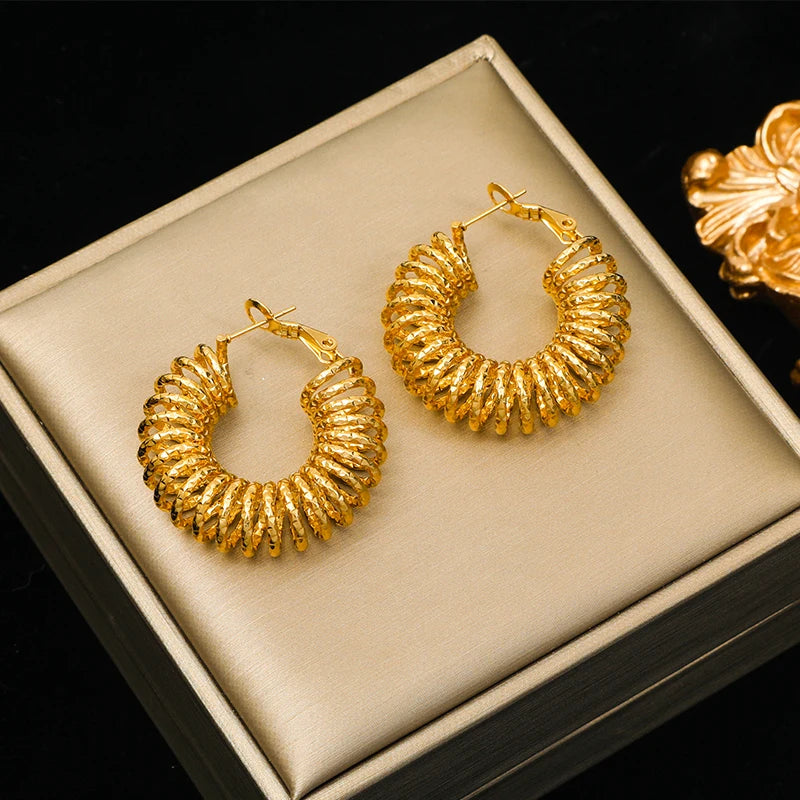 EILIECK 316L Edelstahl Metall Gold Farbe Hoop Ohrringe Für Frauen Trendy Hochwertige Wasserdichte Ohr Clips Schmuck Geschenk