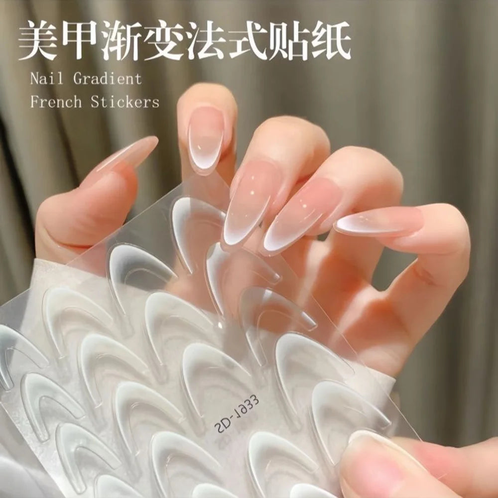 2 stücke Schwarz Weiß Französisch Gradienten Linie Nagel Aufkleber Koreanische Streifen Linien Biegung Klebstoff Nail art Aufkleber Slider DIY Maniküre Guide #