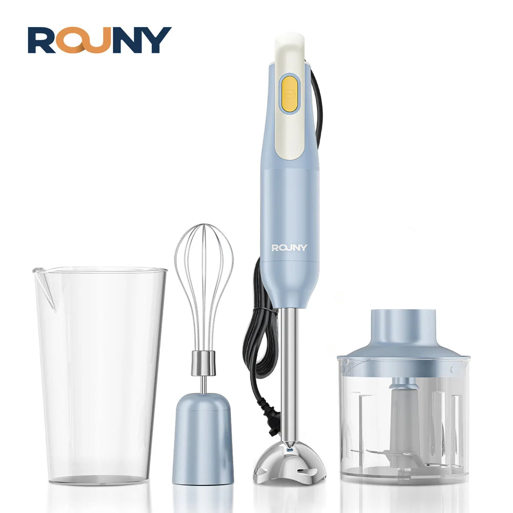 4-in-1-Handmixer-Set, Stabmixer mit Edelstahlklingen zum Mischen von Lebensmitteln in der Küche, hellblaues Anfänger