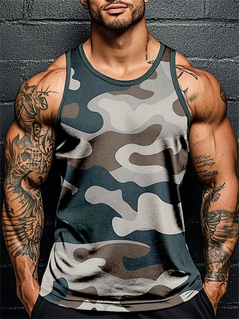 3D Druck Camouflage Grafik männer Ärmelloses T-Shirt Sommer Neue Sport Fitness Weste Outdoor Casual Mann Gym Kleidung Schnell Trocknend