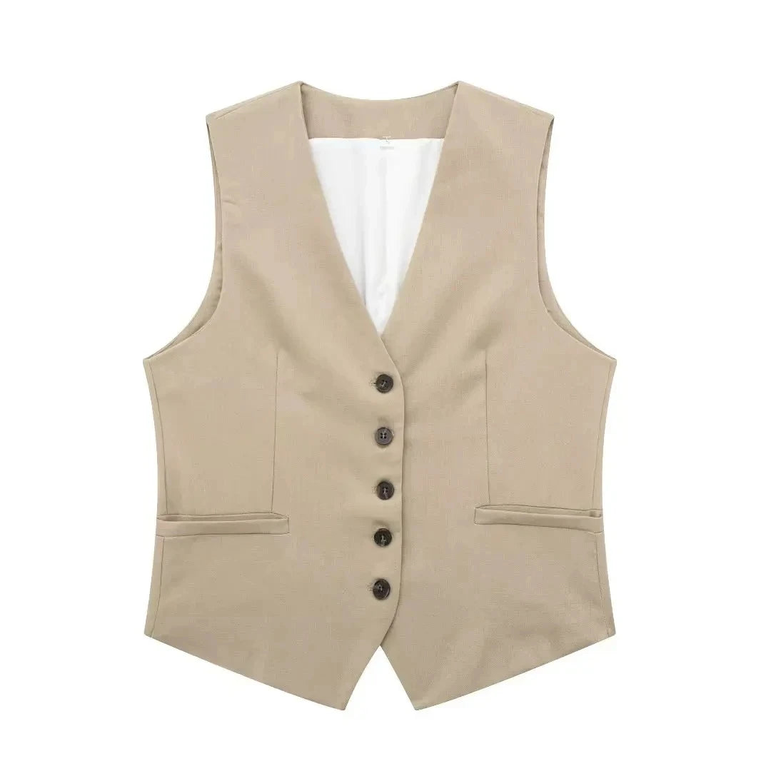 HH Frauen Hose Sets Vintage Solide Einreiher V-ausschnitt Weste Tops + Schlank Zipper Fly Shorts Sommer Büro Dame Anzug