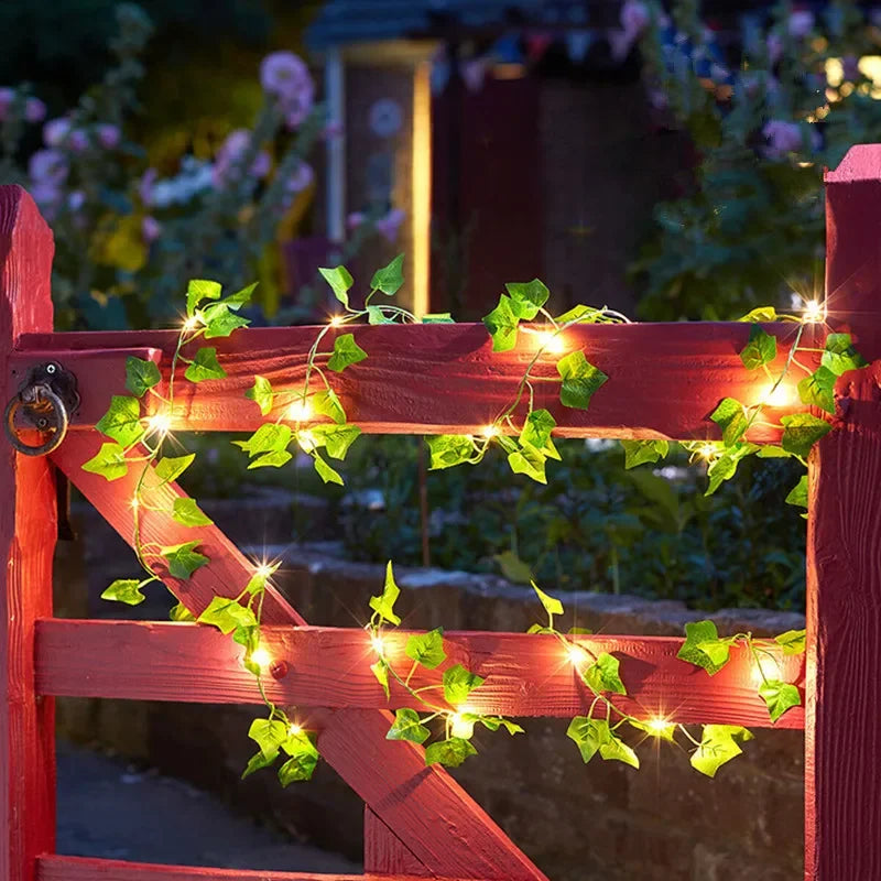 Blume grünes Blatt Schnur Lichter künstliche Rebe Lichterketten batterie betriebene Weihnachts baum Girlande Licht für Hochzeit Wohnkultur