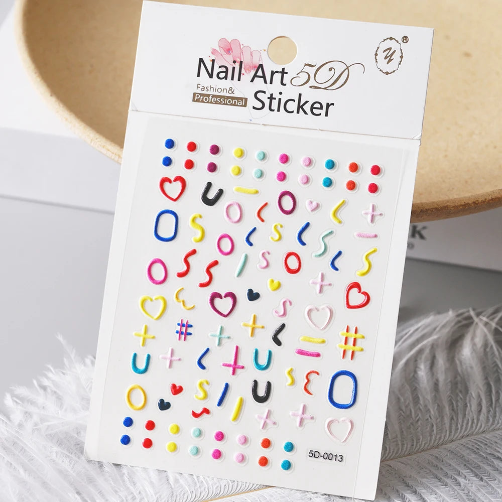 1pc 5D Relief Graffiti Nail art Aufkleber Kaninchen Hund Bär Bogen Nagel Aufkleber Cartoon Thema Selbst-Klebe Aufkleber für DIY Maniküre *