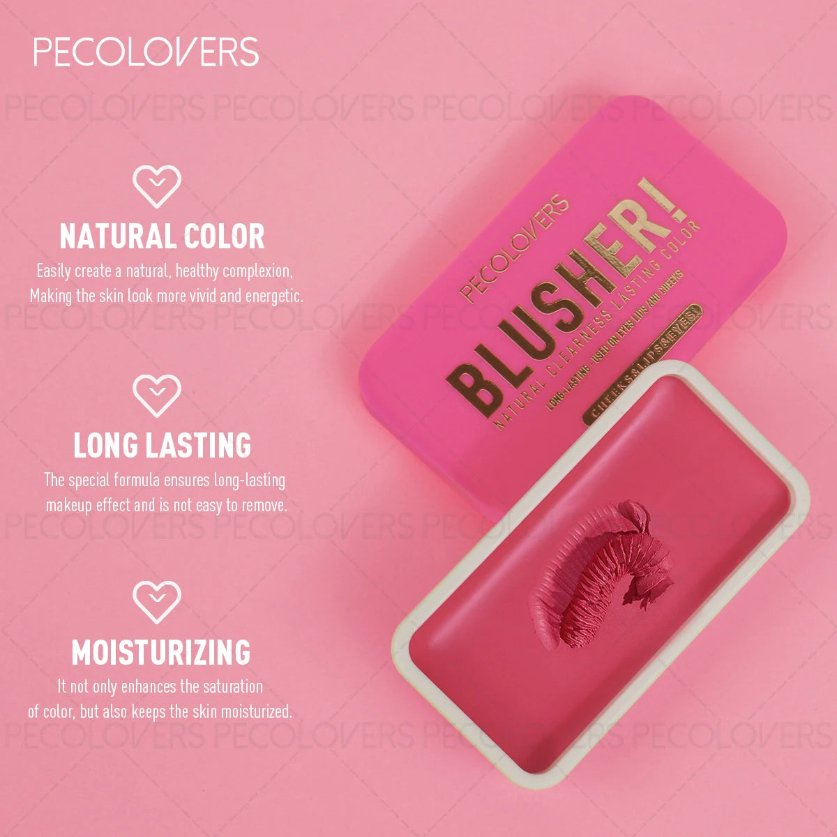 1-teiliges wasserfestes, mattes Rouge, Make-up-Look mit natürlichem Finish, Verwendung für Augen, Wangen, Lippen, Konturierung und Highlight-Rouge-Make-up