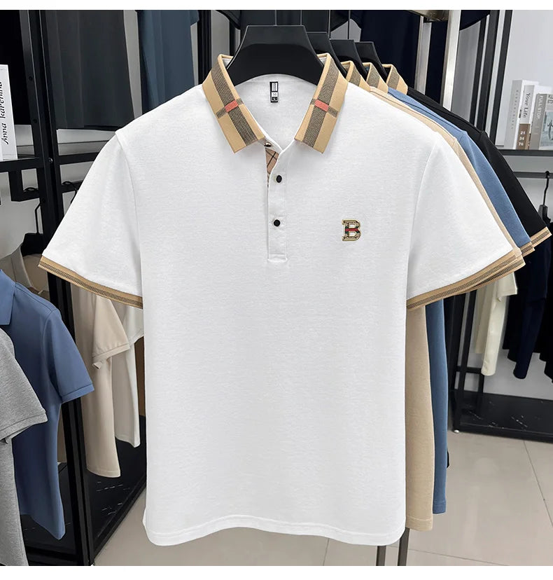 Bestseller Marke Sommer Neu 100% Reine Baumwolle Komfortables Poloshirt Modisches Herren-Klassiker mit Buchstaben-Emblem Lässiges Kurzarm-Shirt