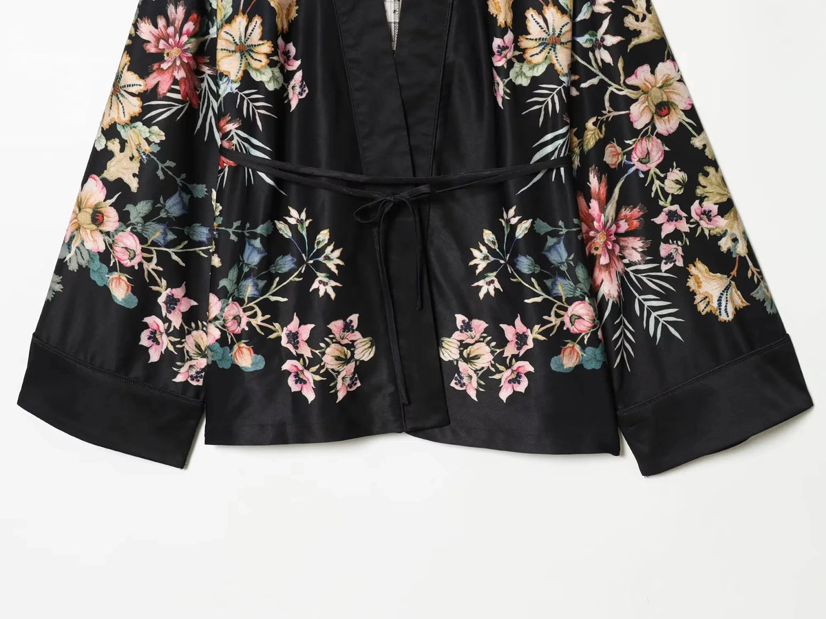 KONDALA Lässig-Schicke Damen-Print-Anzüge mit V-Ausschnitt, Langarm, Schnürung, Lockerer Blazer und Weite Hose – Neue Mode 2026 für Damen – Urlaubs-Sets