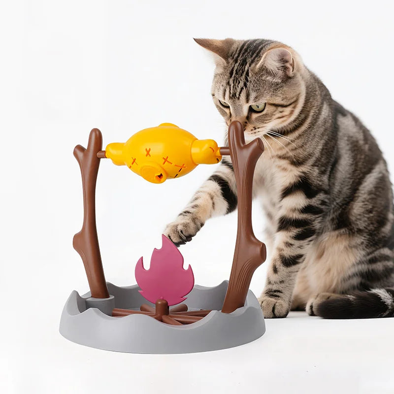 Katzen- und Hundespielzeug, geröstetes Hähnchenbein 360° °   Rotierendes Speisen-Versteck- und Fütterungsgerät, langsam beweglicher Futterspender, Lernartikel