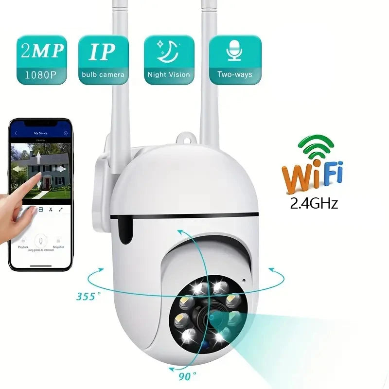 IP-Kamera, intelligente WLAN-Überwachungskamera für den Außenbereich, Heimsicherheit, CCTV-Überwachung mit Farbnachtsicht, kabelloses HD-2-Wege-Audio, 1080P