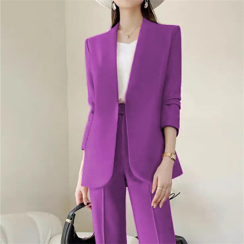 Mode 2-teilige Sets Damen Outfits Frühling Herbst Neu in Koreanische Hosen Sets Pendler Eleganter Anzug Mantel 2-teilige Sets Damen