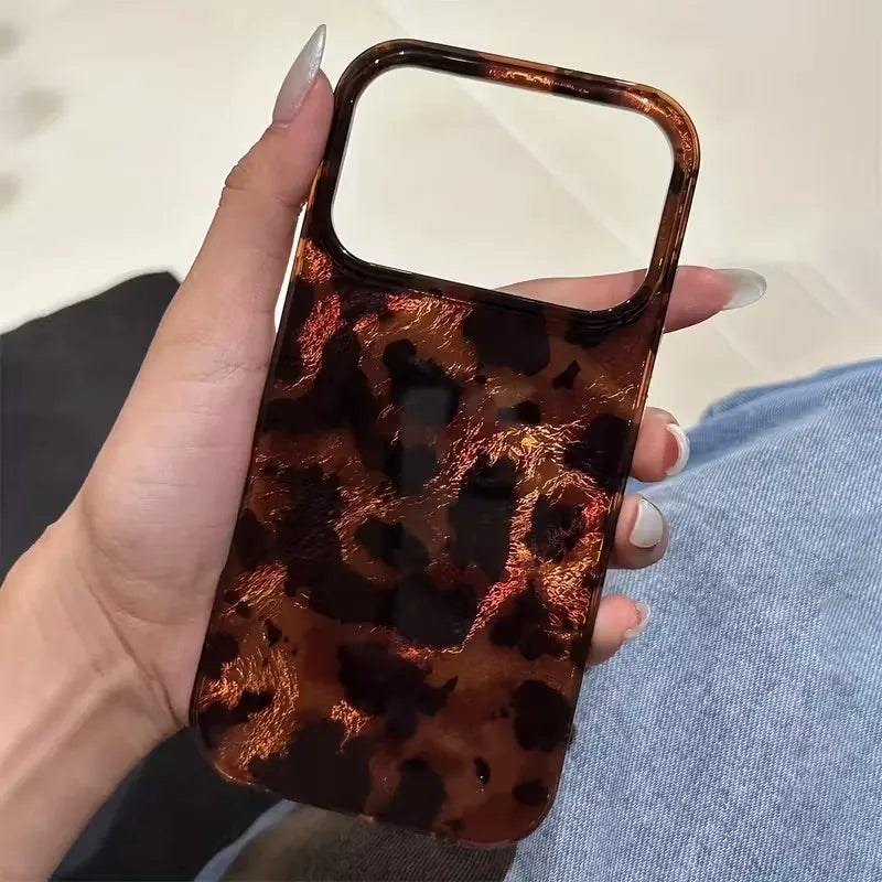Luxuriöse braune schwarze Leopardenmuster-Hüllen für iPhone 17 Pro Max 16 13 14 12 15 14Plus 13Pro 11Promax 7 8 Plus Vortex-Musterhülle