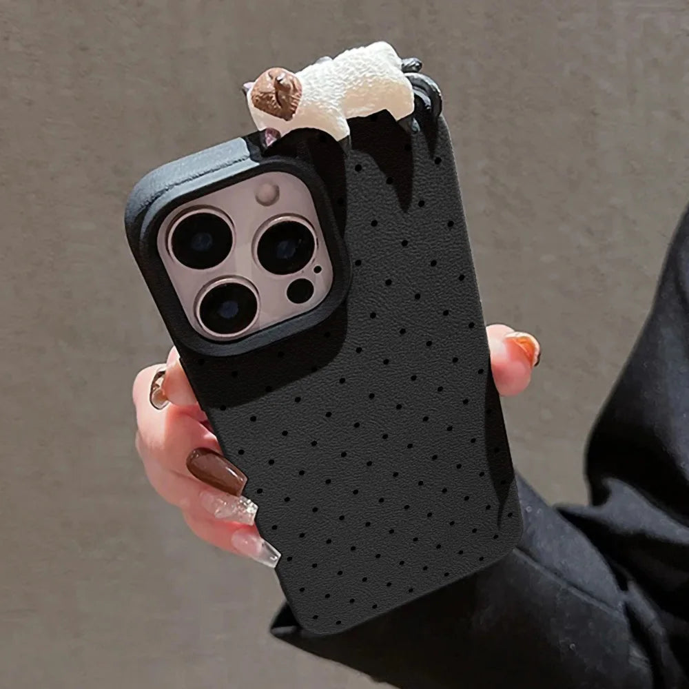 3D süße Katze Leder Dot Hülle für iPhone 17 11 15 16 12 13 14 Pro Max 16 15 Plus 17 Air iPhone 17 17 schöne stoßfeste Abdeckung Funda