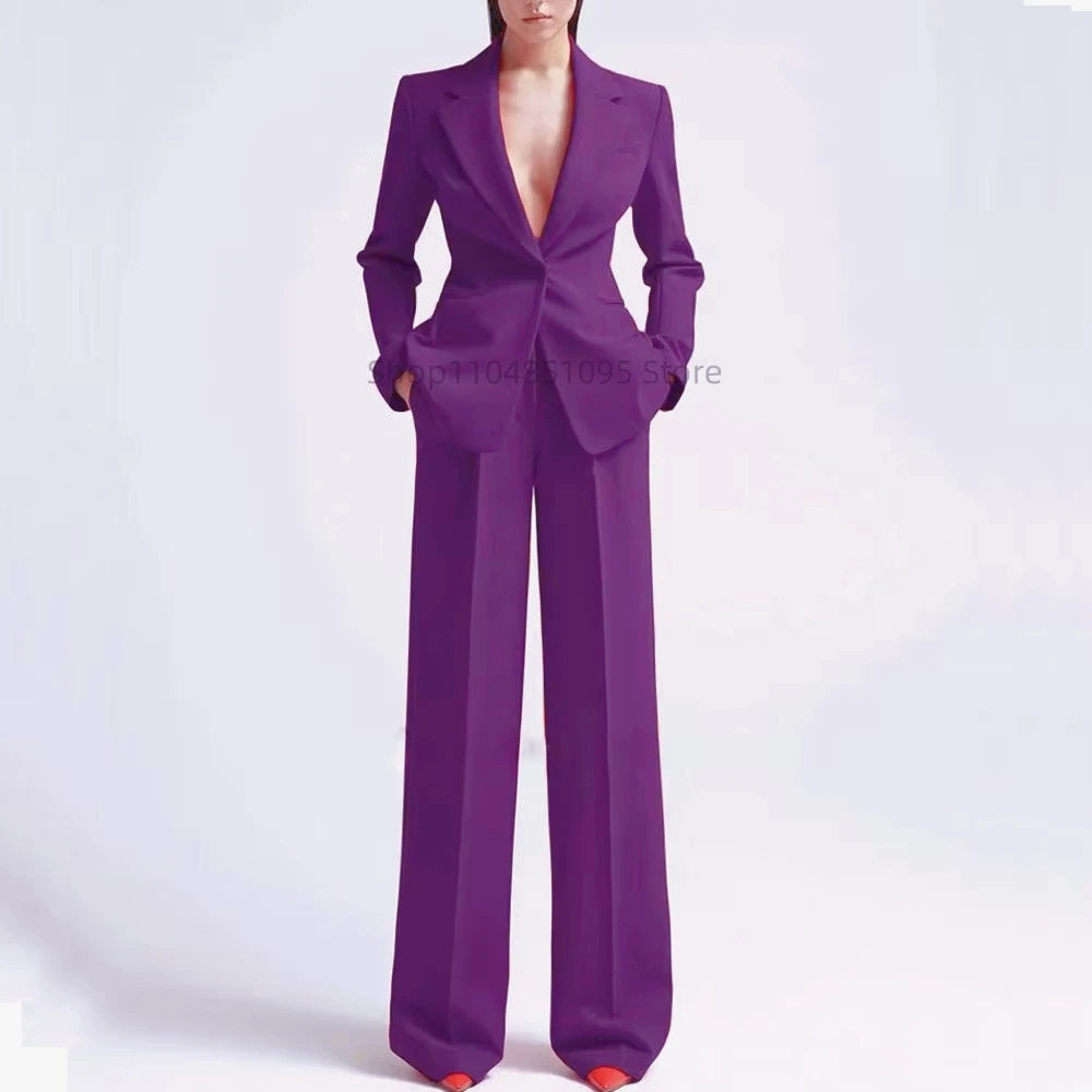 Neue elegante Hosenanzüge für Damen im Western-Stil, einfarbiges 2-teiliges Set, das Ihre Silhouette für den Alltag und die Freizeit ausglättet.
