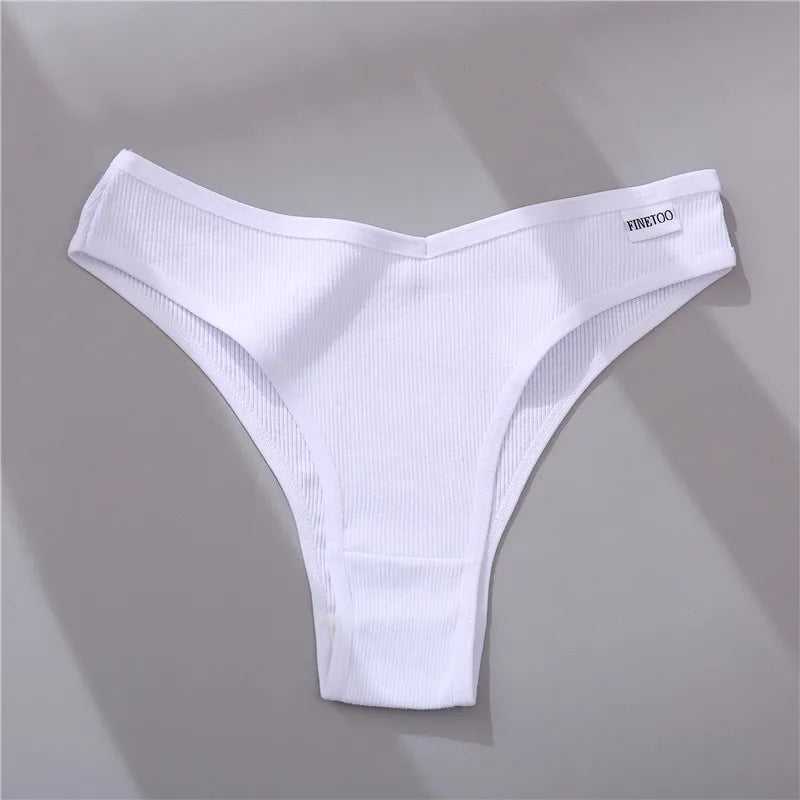 FINETOO Brasilianische Höschen Frauen Baumwolle Unterhose M-XL Sexy Low-Rise Unterhosen Damen Einfarbig Bikini Höschen Dessous 2022