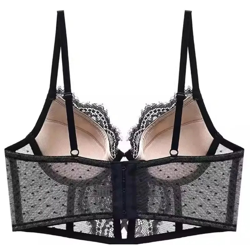 Push-Up Spitzen-Dessous-Set für Damen, Transparentes Negligé mit Weichem Bügel-BH, Fischgräten-Teddy, Sexy Braut-Flitterwochen-Outfit, S-XL