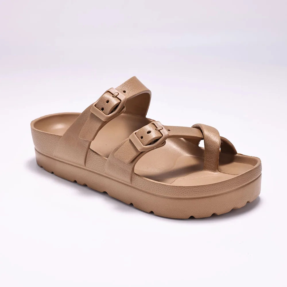 Crestar Modische Plateau-Sandalen, bequeme Schaumstoff-Slides, dicke Sohlen, Outdoor-Strandsandalen mit verstellbarer Schnalle und Fußgewölbeunterstützung