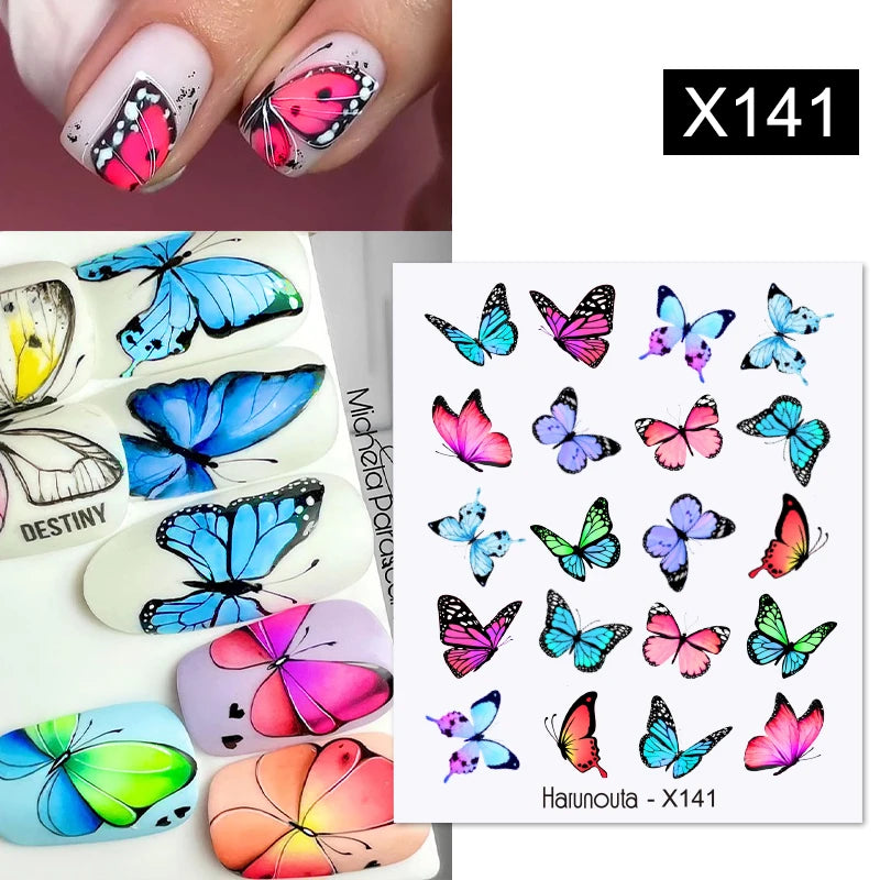 Harunouta Quellwasser-Nagelaufkleber und Aufkleber, Blumenblatt, Baum, grün, einfacher Sommerschieber für die Maniküre, Nagelkunst, Wasserzeichen