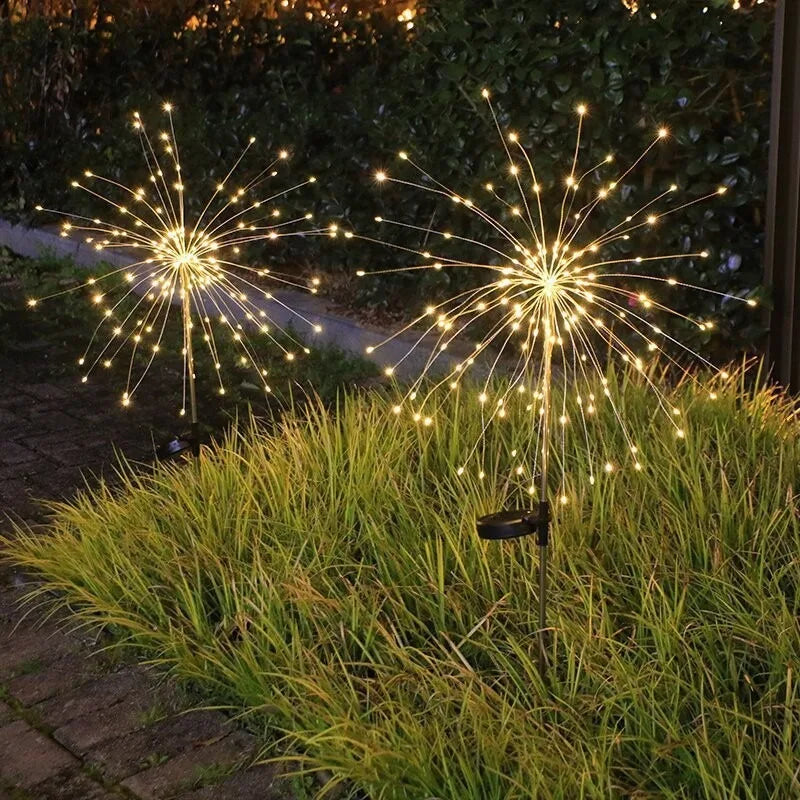 Solar-LED-Feuerwerkslichter für den Außenbereich, Löwenzahn-Rasenlampe, schwingende Starburst-Landschaftsbeleuchtung, 1–4 Stück, für Hof, Terrasse, Gartendekoration