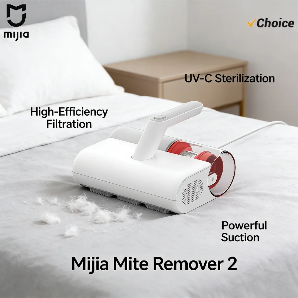 NEU Original MIJIA Milbenentferner 2 für Zuhause, Bett, Steppdecke, UV-Sterilisation, Desinfektion, Staubsauger, 12 kPa Zyklon-Saugkraft