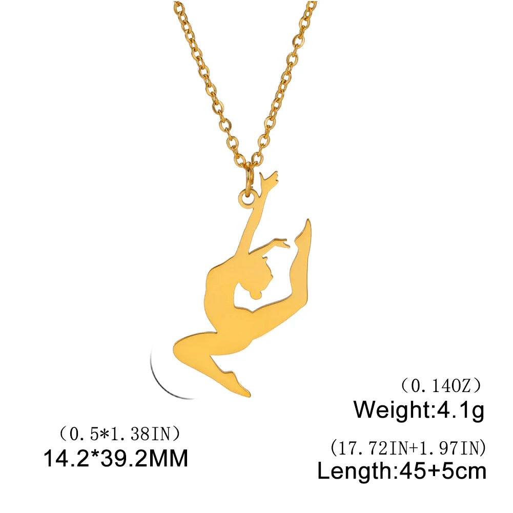 Amaxer Edelstahl Sport Sportler Künstlerische Gymnastik Halskette Für Frauen Anhänger Halsband Team Schmuck Geschenk