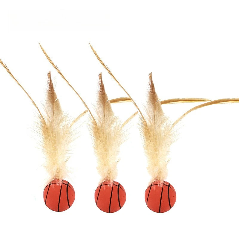 Interaktiver selbstausgleichender Ball für Katzen, Feder-Hüpfball für den Innenbereich, Flatterball für Haustiere mit hoher Rückfederung, Haustierzubehör