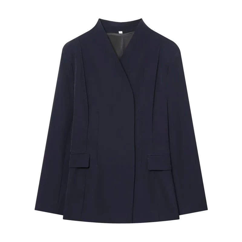 ETJ 2025 Damen-Anzugjacke im neuen Modedesign, dreidimensionaler Schnitt, hoher Kragen, schmale Anzugjacke und passende Freizeithose