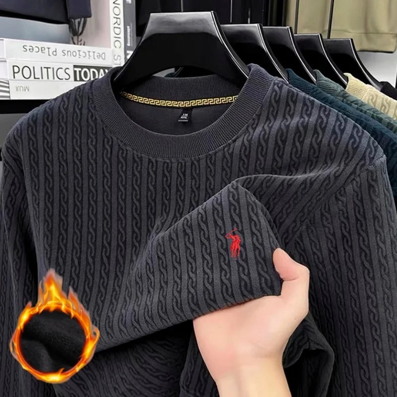 Luxus Herbst und Winter neue heiße verkaufende samt warme Strickpullover modische Männer Marke Paul bestickt bequeme Pullover