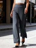 Damen-Hose mit hoher Taille, Stretch, in voller Länge, weites Bein, bequem und atmungsaktiv, lässig, für den täglichen Pendelverkehr, Büro, Straße.