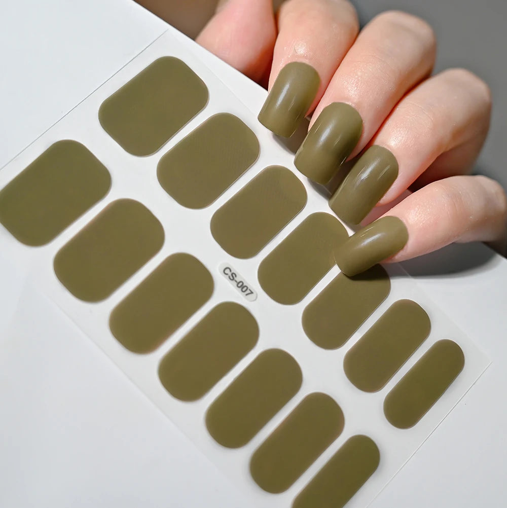 14 Tipps/Blatt Rosa Gel-Nagelaufkleber mit vollständiger Abdeckung, halbgehärtete UV-/LED-Lampe, Nagellackverpackungen, langanhaltende selbstklebende Maniküre-Spitze