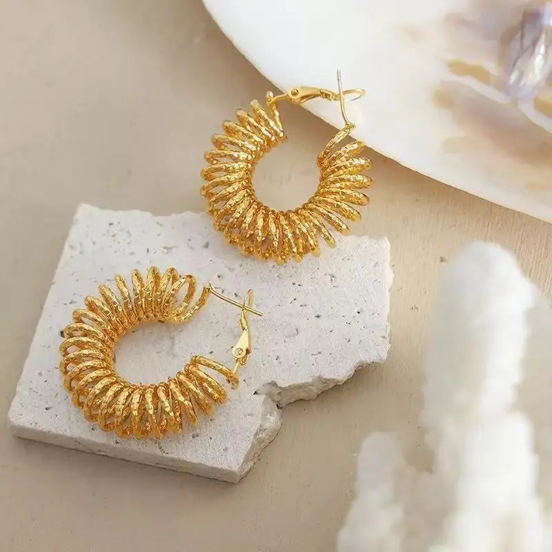 EILIECK 316L Edelstahl Metall Gold Farbe Hoop Ohrringe Für Frauen Trendy Hochwertige Wasserdichte Ohr Clips Schmuck Geschenk