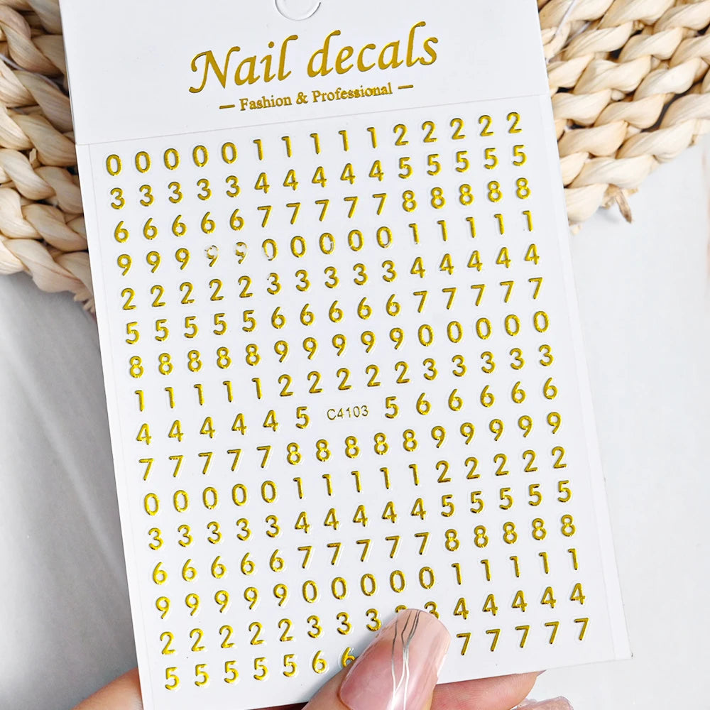 1 Stück 3D Englischer Buchstabe Nail Art Aufkleber Kleine 26 Alphabet Klebeaufkleber 10*8 cm 0-9 Nummer DIY Sliders Maniküre Dekorationen