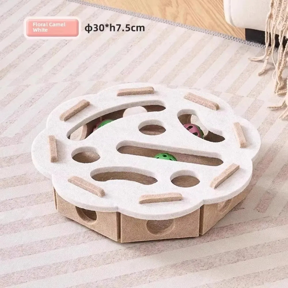 Katzenkratzbäume für den Innenbereich, Katzen-Puzzle-Spielzeug, Filz-Puzzle-Box, Katzen-Übungsspielzeug mit Ball, interaktives Indoor-Übungsspielzeug für Kätzchen