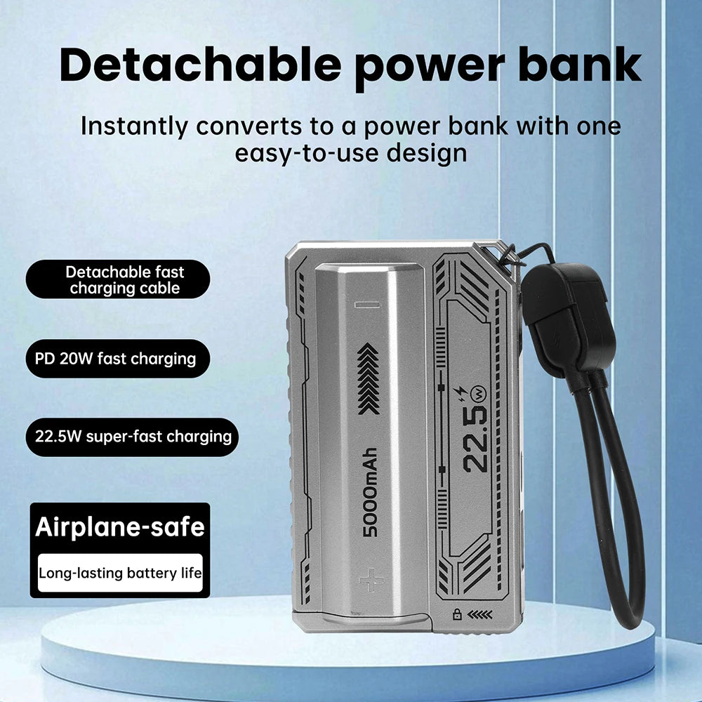 21700 Power Bank Case PD 20 W Schnellladung Eingebautes Kabel Abnehmbare Power Bank DIY Batteriegehäuse (ohne Batterie)