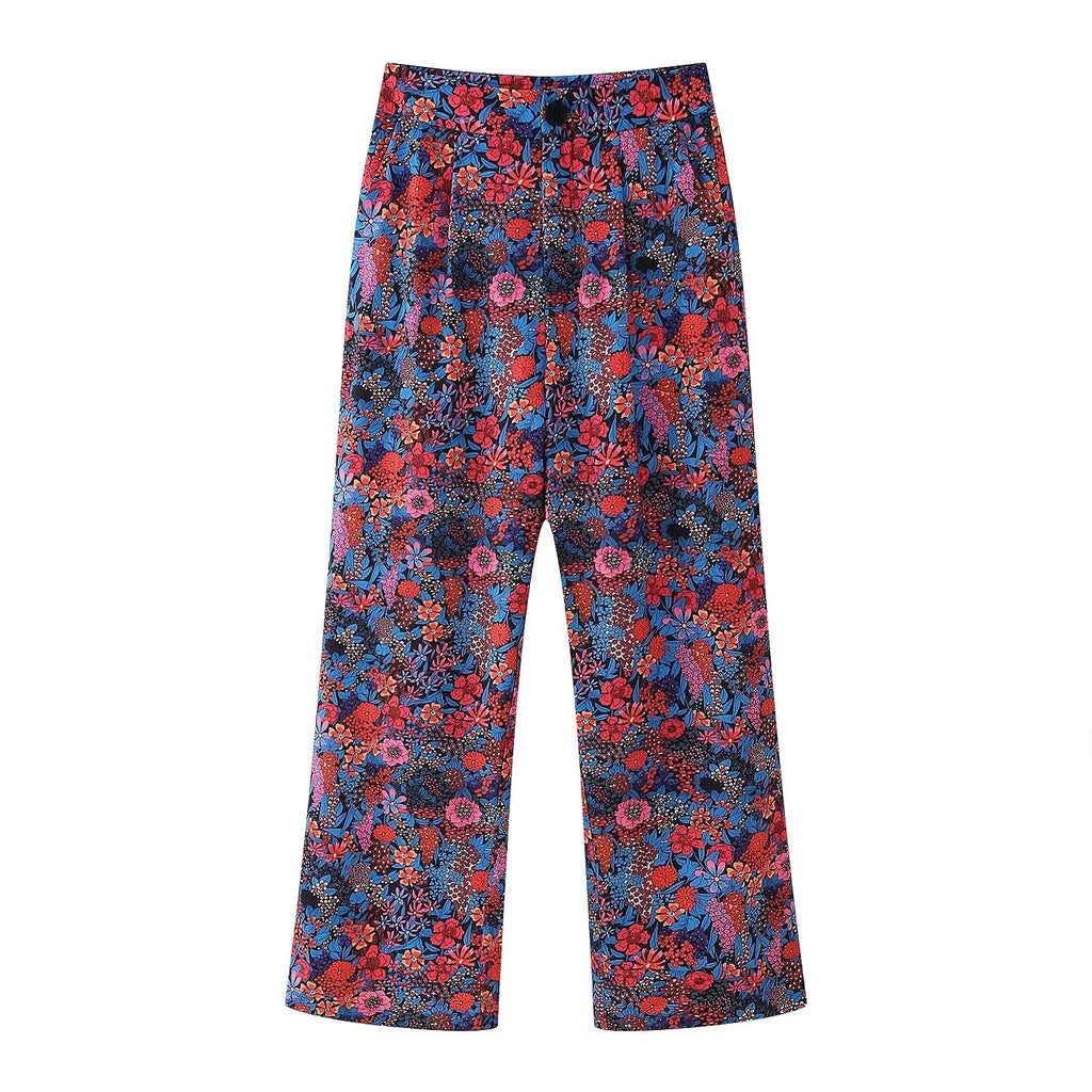 2024 Damen-Freizeithosen-Set, lila Druck, weites Bein, Hosen + Schleife, Schnürung, kurze Ärmel, Strickjacke, Hemden, Textur, Y2k-Sommeranzug