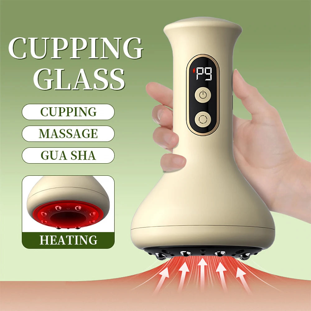 Wiederaufladbares Kratzmassagegerät, Vibration, heiße Kompresse, Meridialbürste, Körperformung, Lymphentgiftung, Baggerarbeiten, Fettverbrennung