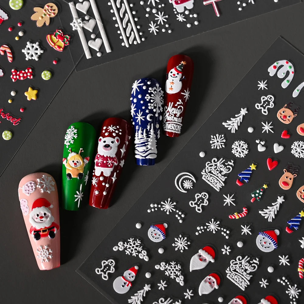 1 Blatt 5D Holly Beeren Weihnachten Nagel Declas Niedliche Tupfen Weihnachtsbäume Nagelaufkleber Lebkuchenmann Schneeflocke Maniküre