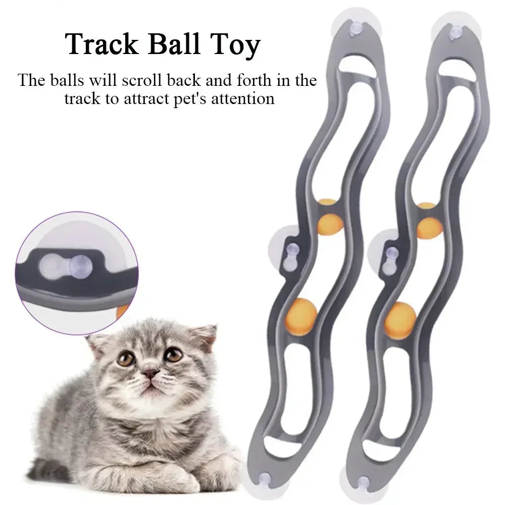 Tischtennis ball neue neckende Katze Lernspiel zeug Haustier interaktive Katze Spielzeug Spur Fenster Saugnapf Spielzeug Ball Katze Kratzer Kunststoff