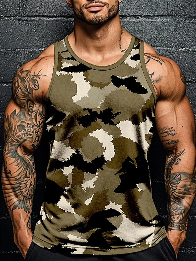 3D Druck Camouflage Grafik männer Ärmelloses T-Shirt Sommer Neue Sport Fitness Weste Outdoor Casual Mann Gym Kleidung Schnell Trocknend