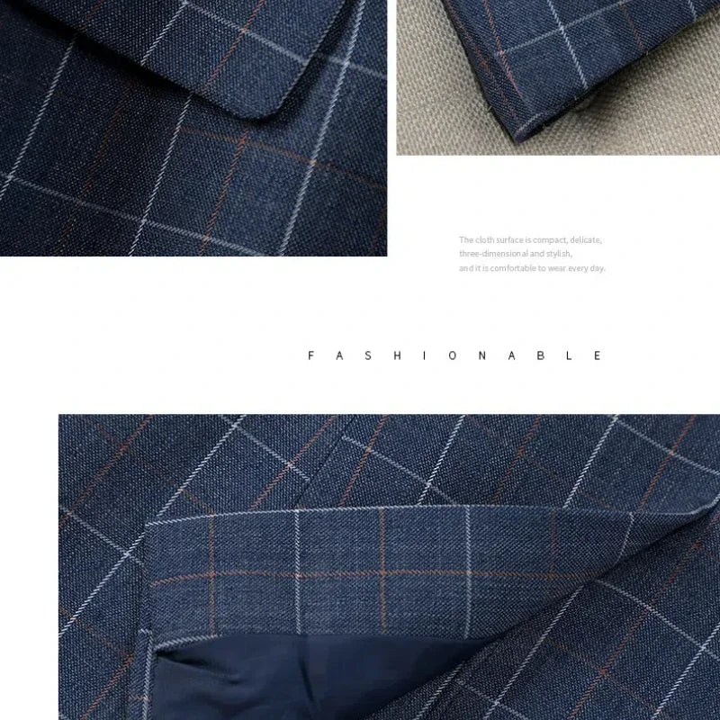 Plus Size Apricot Plaid Blazer Anzüge Britischer Stil Fähige Modische High-End-Berufskleidung OL Kleidung Damen Anzüge