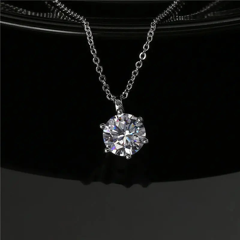 Neue 2-Karat-Halskette aus 925er-Sterlingsilber mit Anhänger, feiner Schmuck für Damen, Hochzeit, funkelnde, klassische Party-Mode
