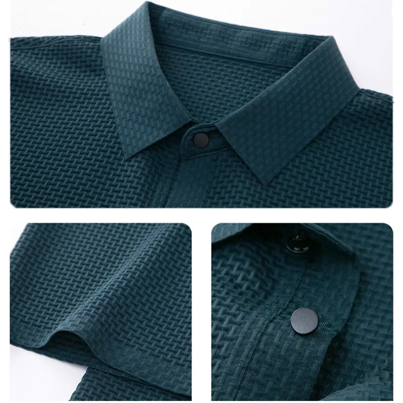 Sommer Neue männer Lop-up Hohl kurzarm Polo T-shirt Eis Seide Atmungsaktive Business-Mode T-Shirt männliche Marke Kleidung