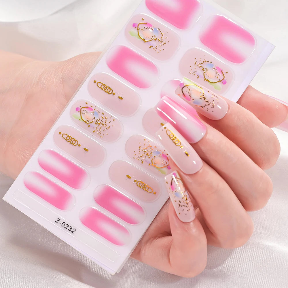 16 Tipps 3D Bunte Eis-Transparente Nagelfolie Volle Abdeckung Bronzing Französisch Nagellack Aufkleber Selbstklebende Langlebige Nagel Dezember
