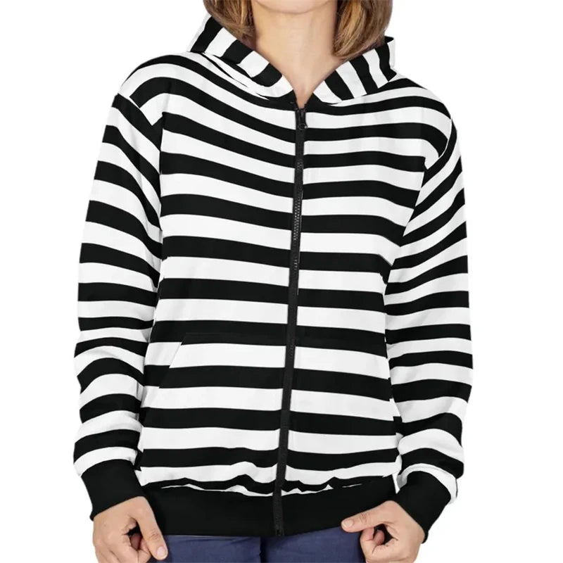 2025 Essentials Kapuzenpullover mit Reißverschluss, gestreift, klassische Mode, Streetwear, Kapuzenmantel, satte Farbauswahl, Frühling, lässig, lockeres Sweatshirt