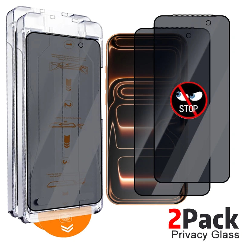 Einfach zu installierende Sichtschutzschutzfolien aus gehärtetem Glas für iPhone 17/17 Air/17 Pro/17 ProMax Anti-Spionage-Folie mit automatischer Ausrichtung