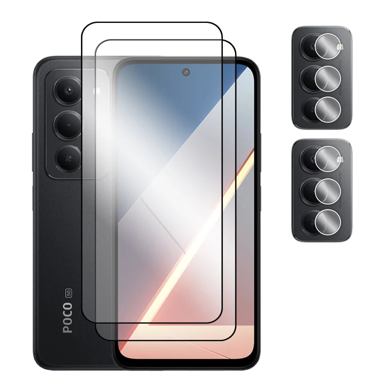 6in1 für Poco M8s 5G Glas für Xiaomi Poco M8s gehärtetes Glas 2.5D Full Cover Displayschutzfolie für Poco M8s Objektivfolie