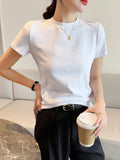 Sommerliches Basic-Baumwoll-T-Shirt für Damen 2026 im koreanischen Stil, Damenbekleidung, Kurzarm-T-Shirts, O-Ausschnitt, einfarbige T-Shirts, lässige Oberteile, Mujer